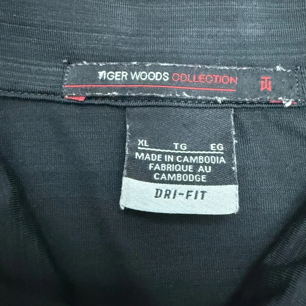 Nike Golf Polo Mens XL Black Tiger Woods Collection Dri-FIT Fort McMurray Logo